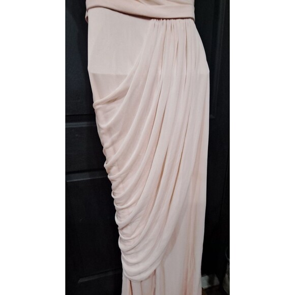 DAVID'S BRIDAL Pink Mesh Grecian Inspired Draped Formal Dress Gown SZ: 8 - Picture 9 of 16